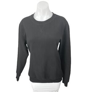 Zara Women's Black Long Sleeve Crew Neck Pullover Sweatshirt Sweater Top Size M
